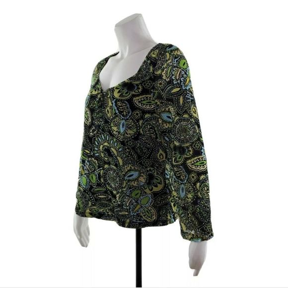 Sigrid Olsen XL Green Long Sleeve Blouse Shirt - Picture 1 of 8